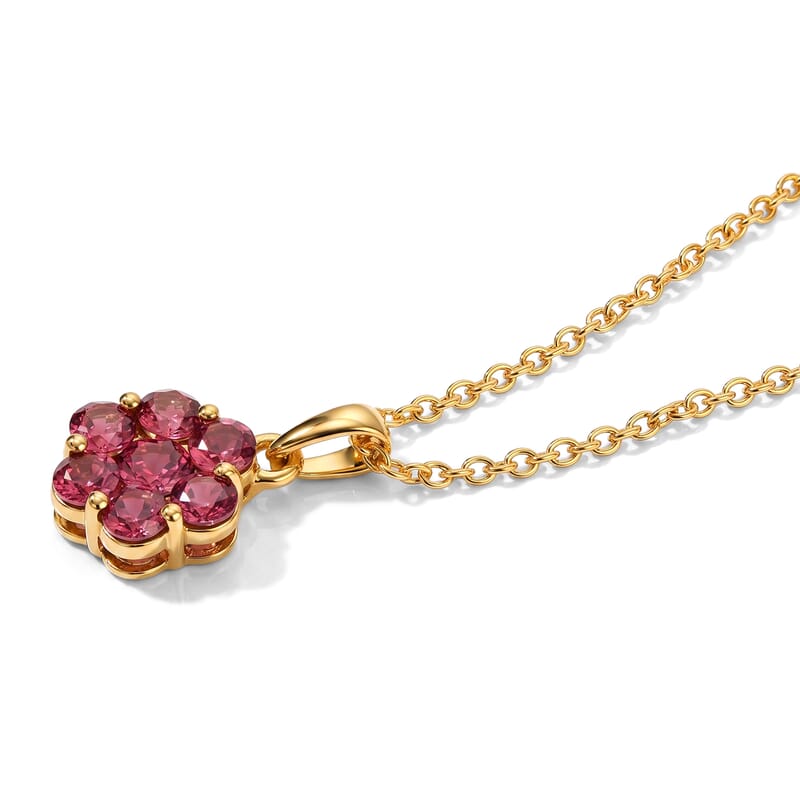 D'Joy Premium Tanzanian Wine Garnet 2.00 ctw Pendant in 18K Vermeil YG Over Sterling Silver with ION Plated YG Stainless Steel Necklace 20 Inches