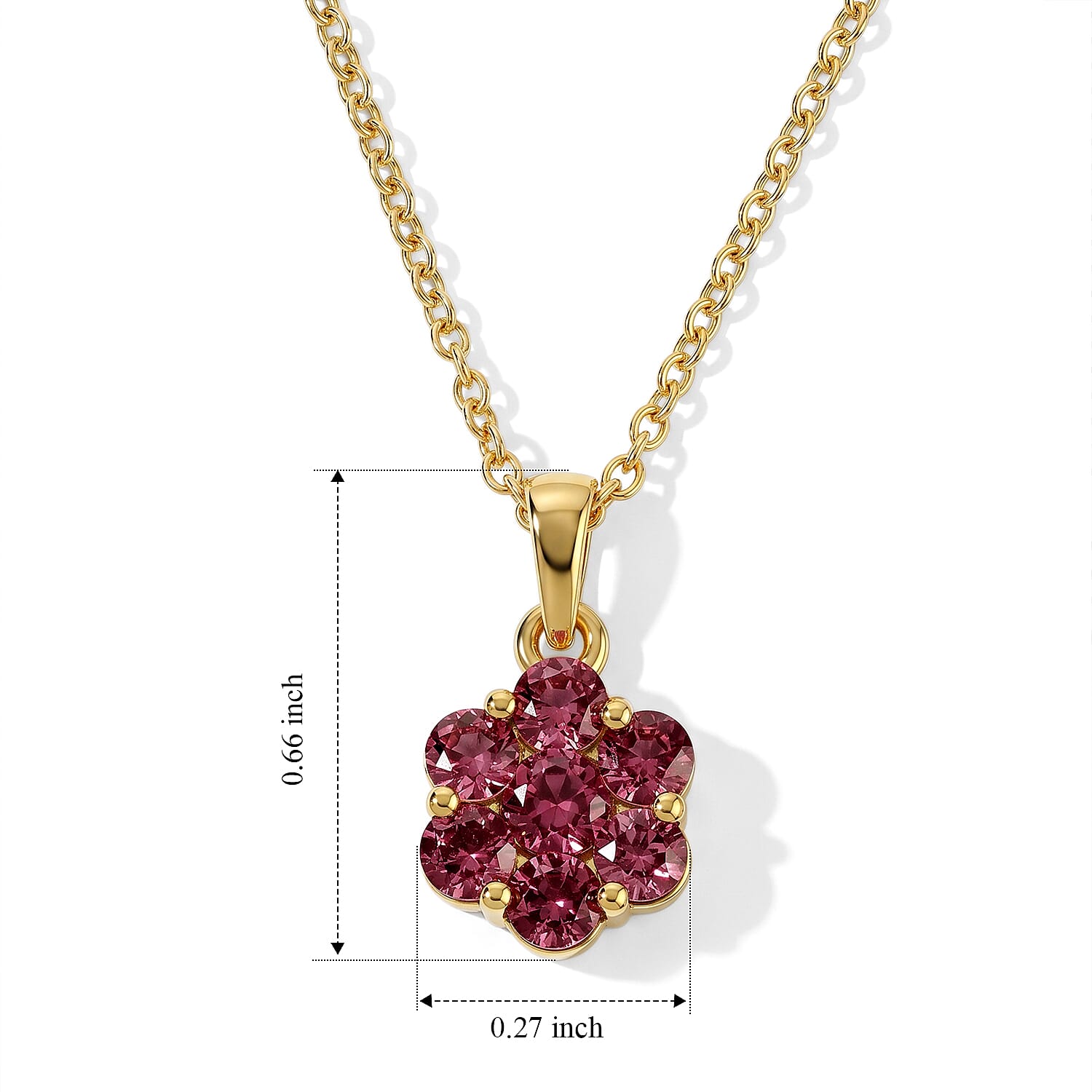 D'Joy Premium Tanzanian Wine Garnet 2.00 ctw Pendant in 18K Vermeil YG Over Sterling Silver with ION Plated YG Stainless Steel Necklace 20 Inches