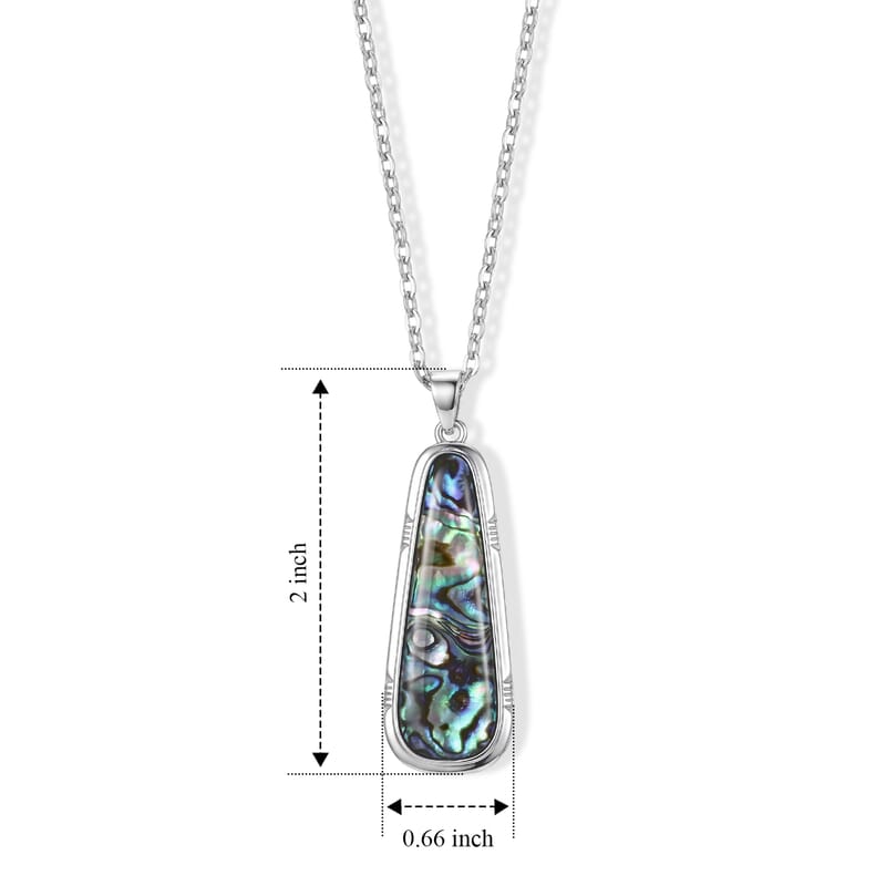 Abalone Shell Tranquil Beauty of The Ocean Pendant Necklace in Silvertone 20-22 Inches