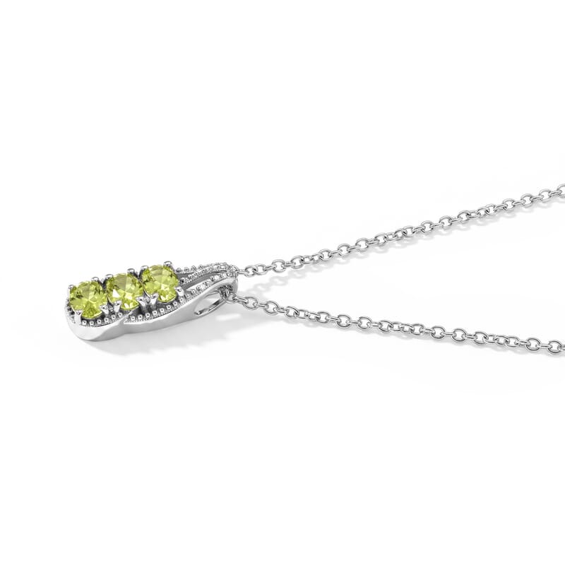 EverTrue Simulated Lime Diamond Ring (Size 5) and Pendant Necklace (20 Inches) in Stainless Steel