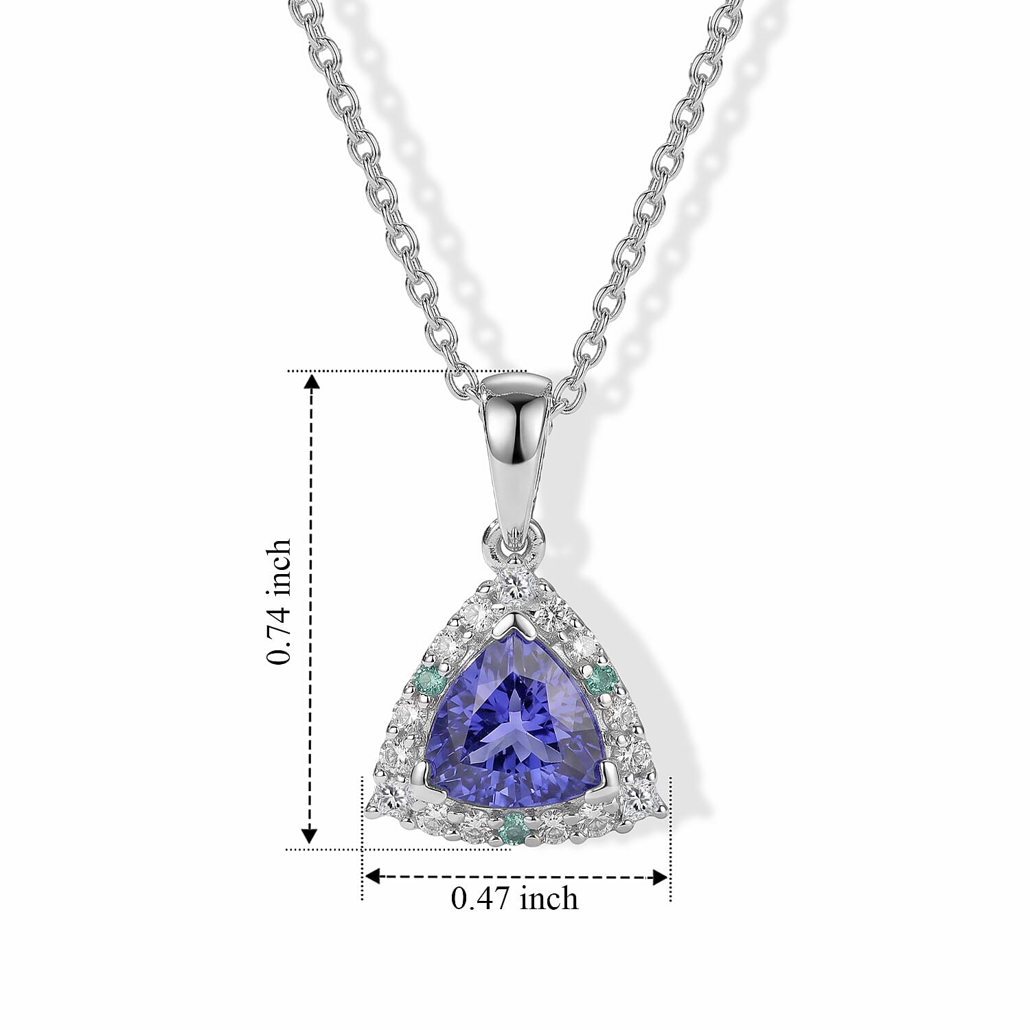 Certified and Appraised D'Joy Premium Tanzanite, Paraiba Tourmaline and Moissanite 1.35 ctw Pendant Necklace in Rhodium Over Sterling Silver 18 Inches
