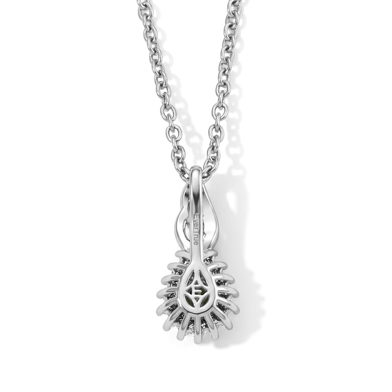 EverTrue Hebei Peridot and Simulated Diamond 0.60 ctw Pendant in Platinum Bond with Stainless Steel Necklace 20 Inches