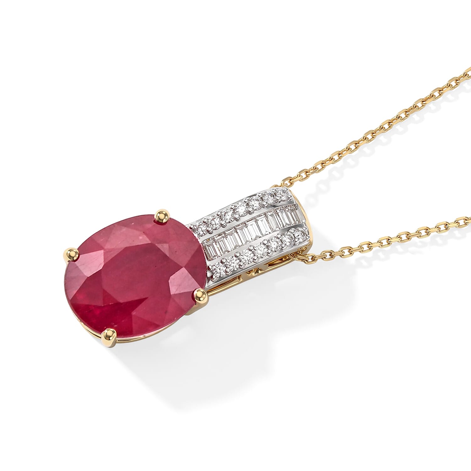 Luxoro AAA Niassa Ruby(FF) 4.00 ctw and Diamond The Crimson Heirloom Pendant Necklace (20 Inches)