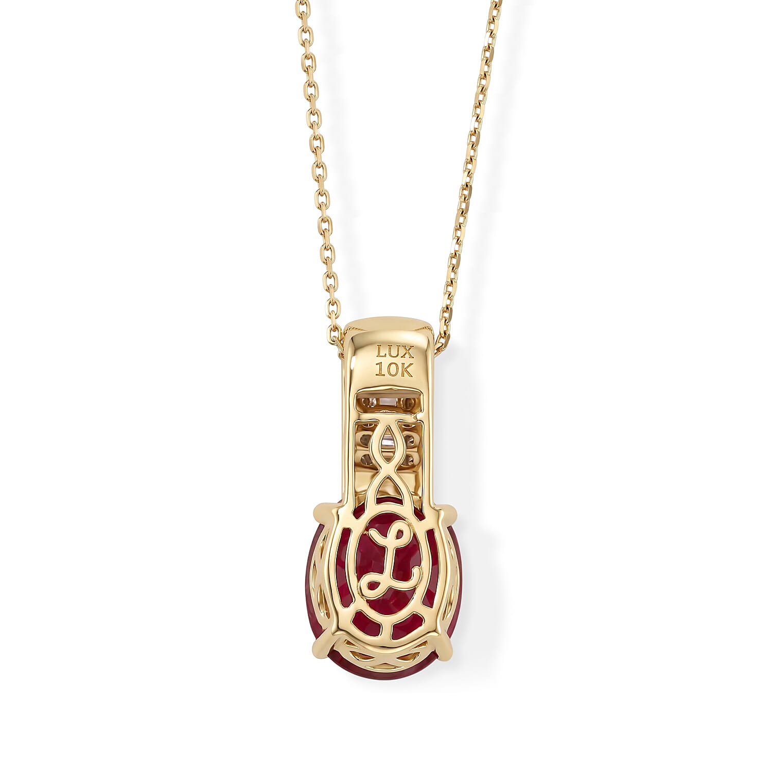 Luxoro AAA Niassa Ruby(FF) 4.00 ctw and Diamond The Crimson Heirloom Pendant Necklace (20 Inches)