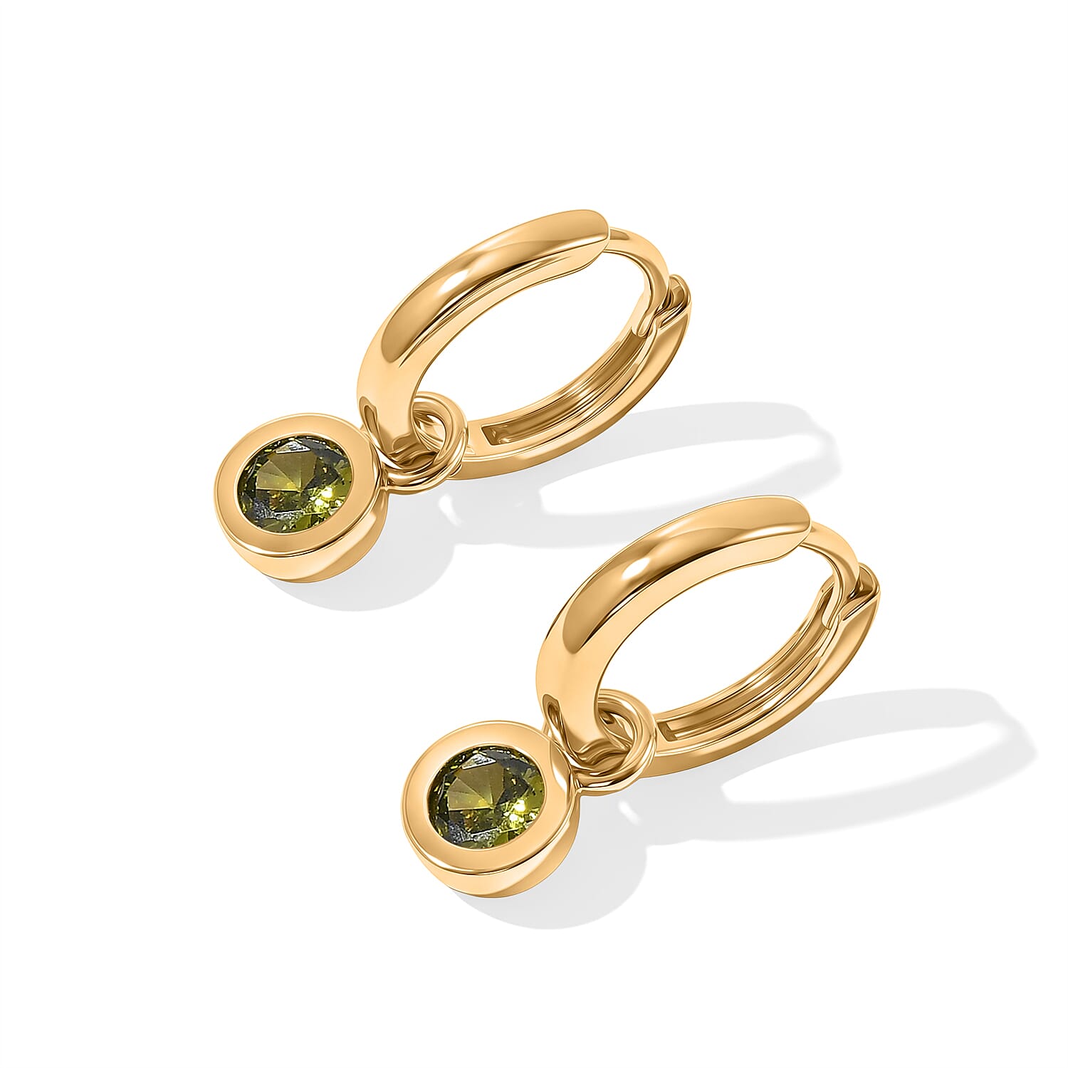 EverTrue Simulated Multi Diamond Set of 3 Interchangeable Charm Hoops Earrings in 18K YG Plated