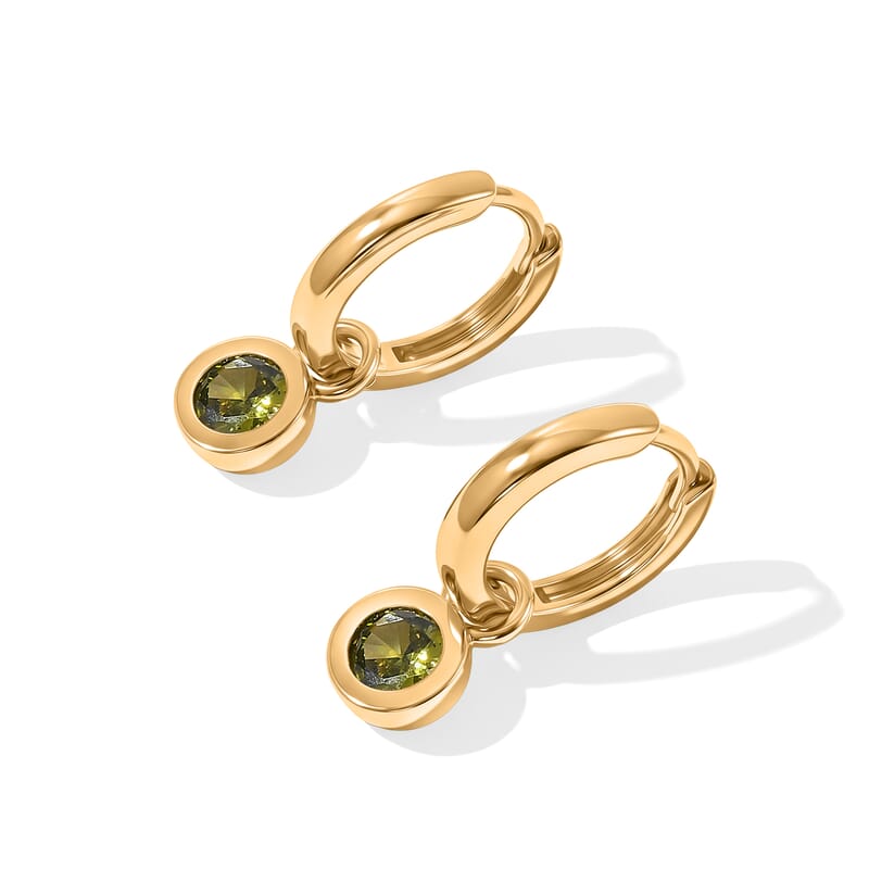 EverTrue Simulated Multi Diamond Set of 3 Interchangeable Charm Hoops Earrings in 18K YG Plated