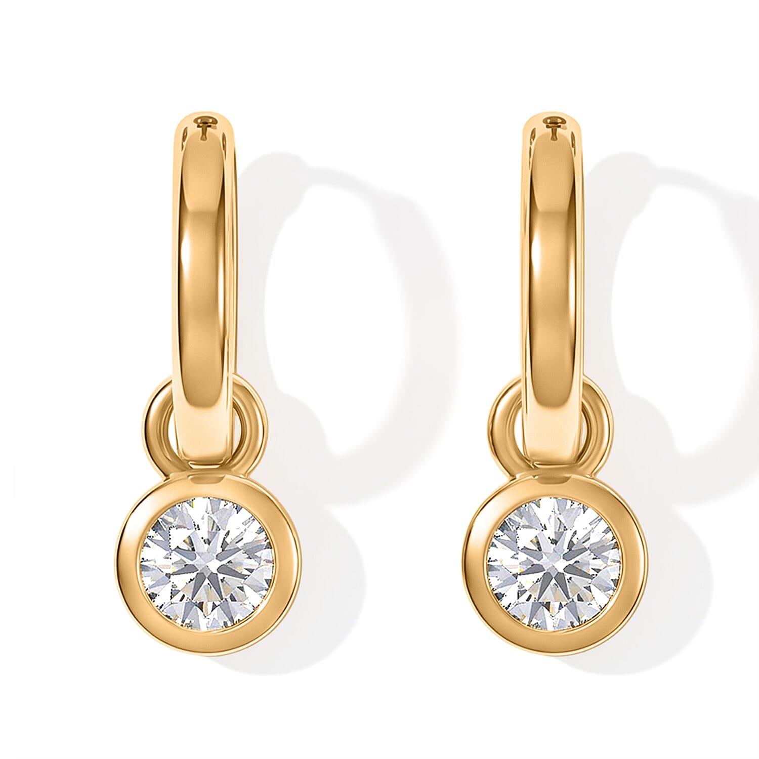 EverTrue Simulated Multi Diamond Set of 3 Interchangeable Charm Hoops Earrings in 18K YG Plated
