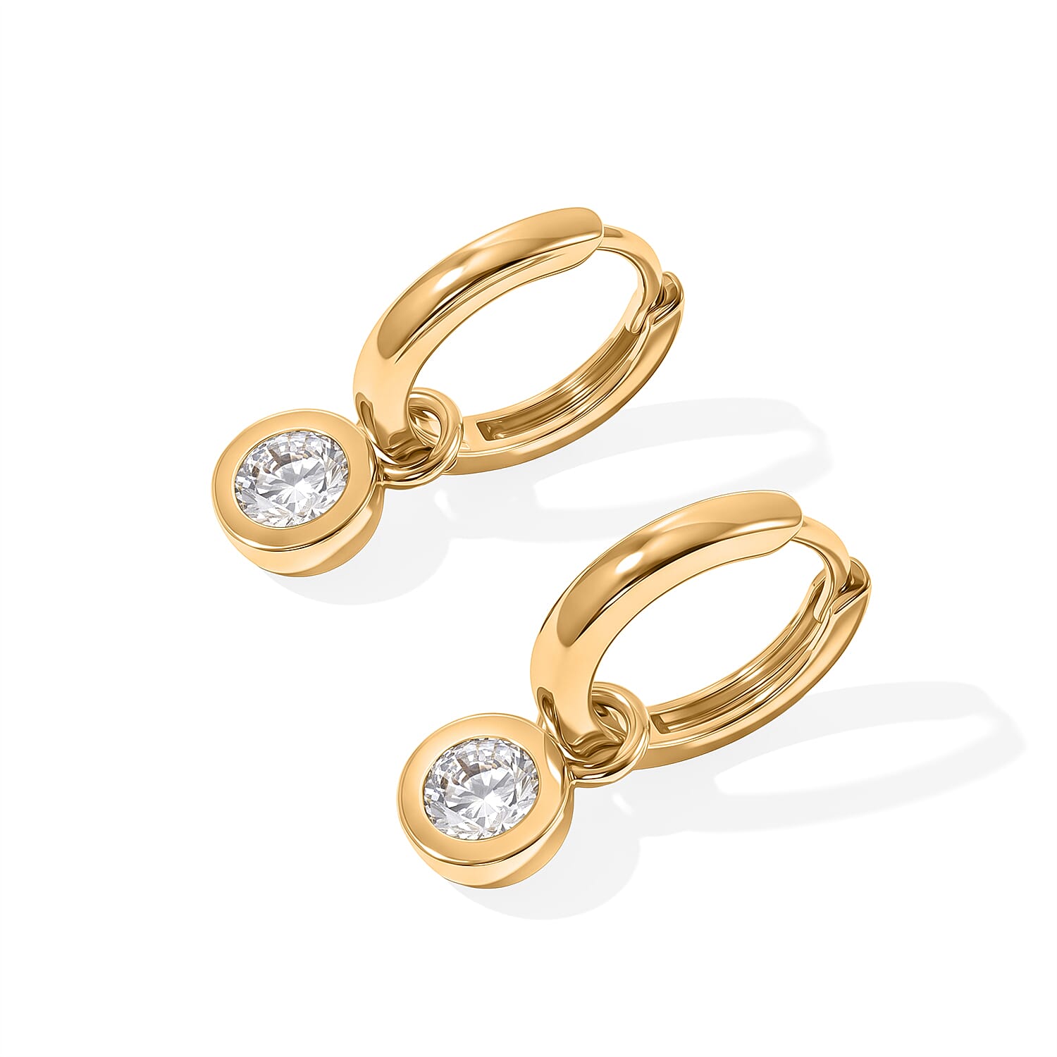 EverTrue Simulated Multi Diamond Set of 3 Interchangeable Charm Hoops Earrings in 18K YG Plated