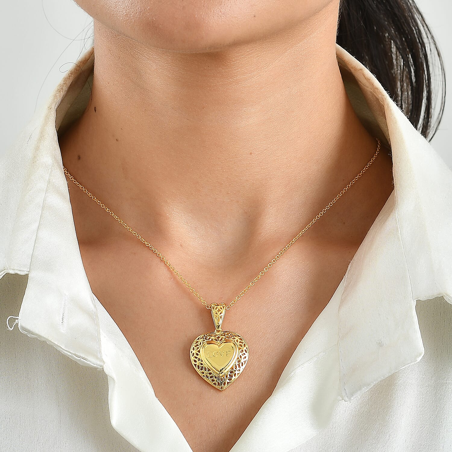 EverTrue Pendant in 18K YG Plated Bronze with ION Plated YG Stainless Steel Necklace 20 Inches