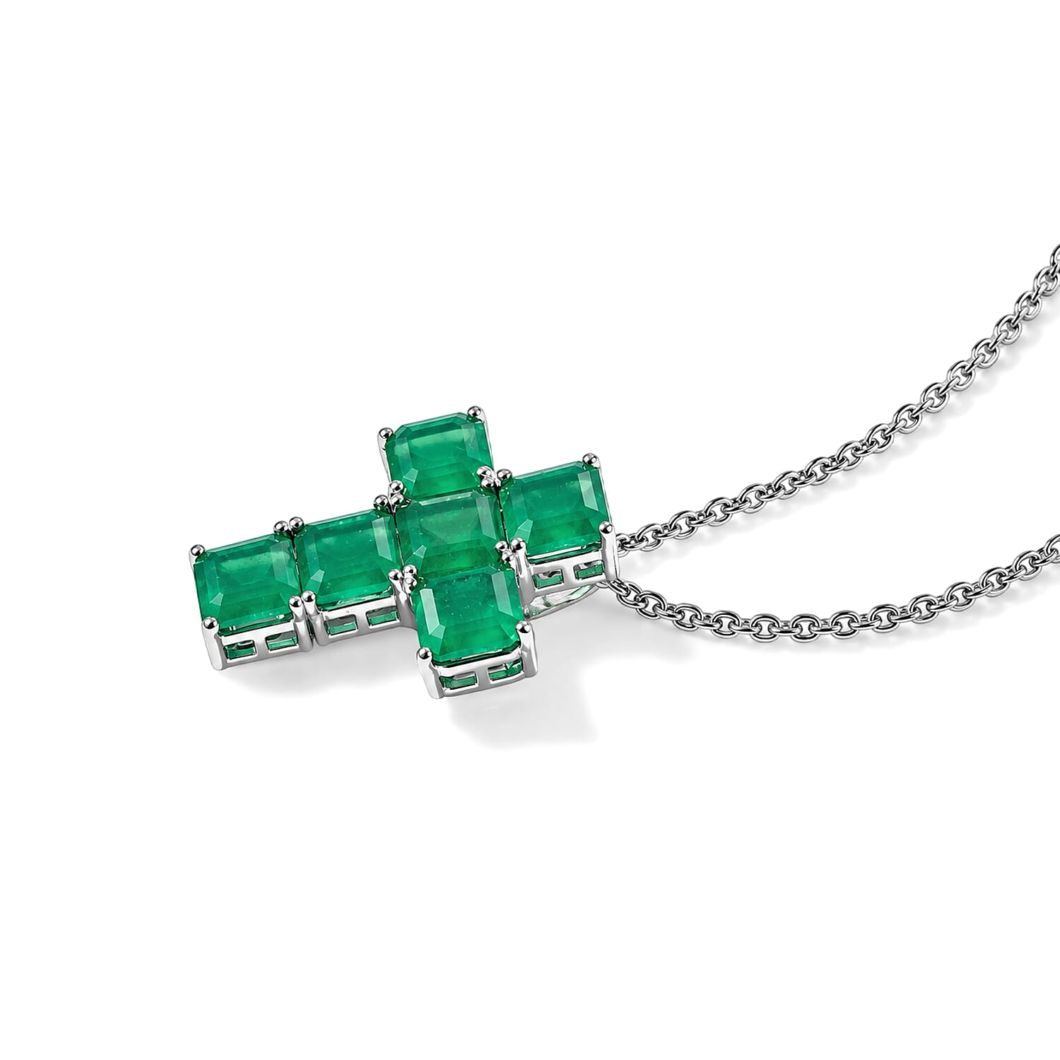 EverTrue Verde Onyx 6.00 ctw Cross Pendant in Platinum Bond with Stainless Steel Necklace 20 Inches
