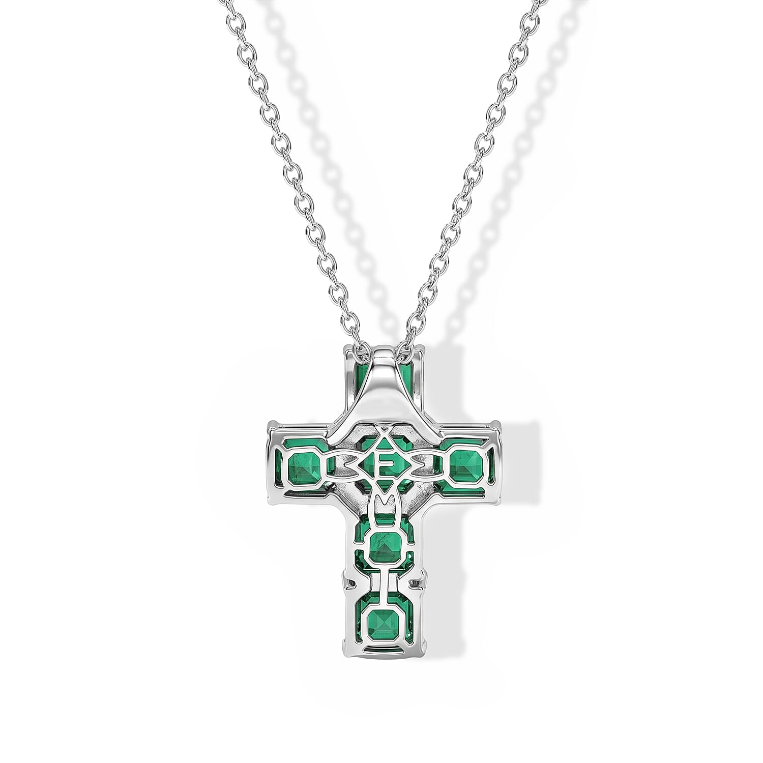 EverTrue Verde Onyx 6.00 ctw Cross Pendant in Platinum Bond with Stainless Steel Necklace 20 Inches