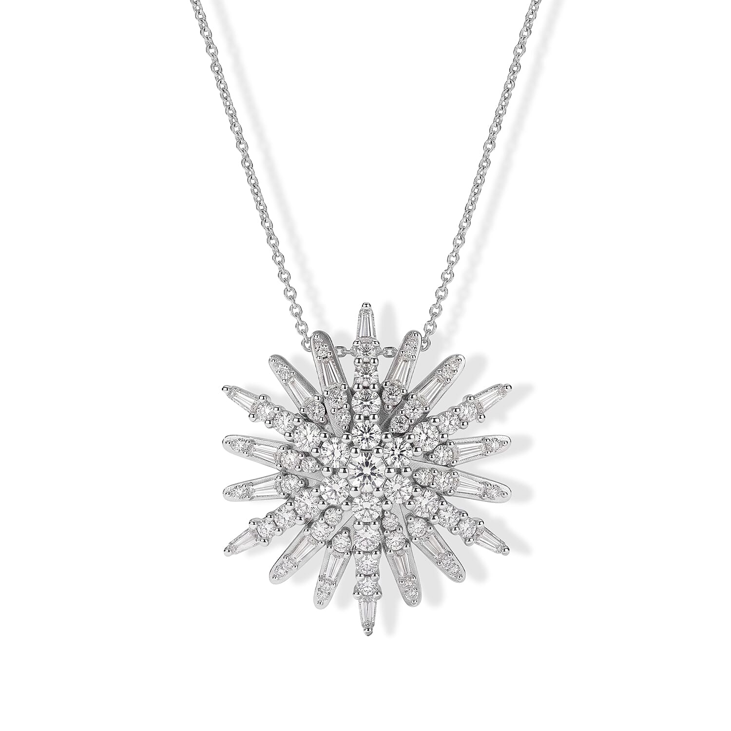 D'Joy Moissanite 2.40 ctw Pendant Necklace in Rhodium Over Sterling Silver 20 Inches