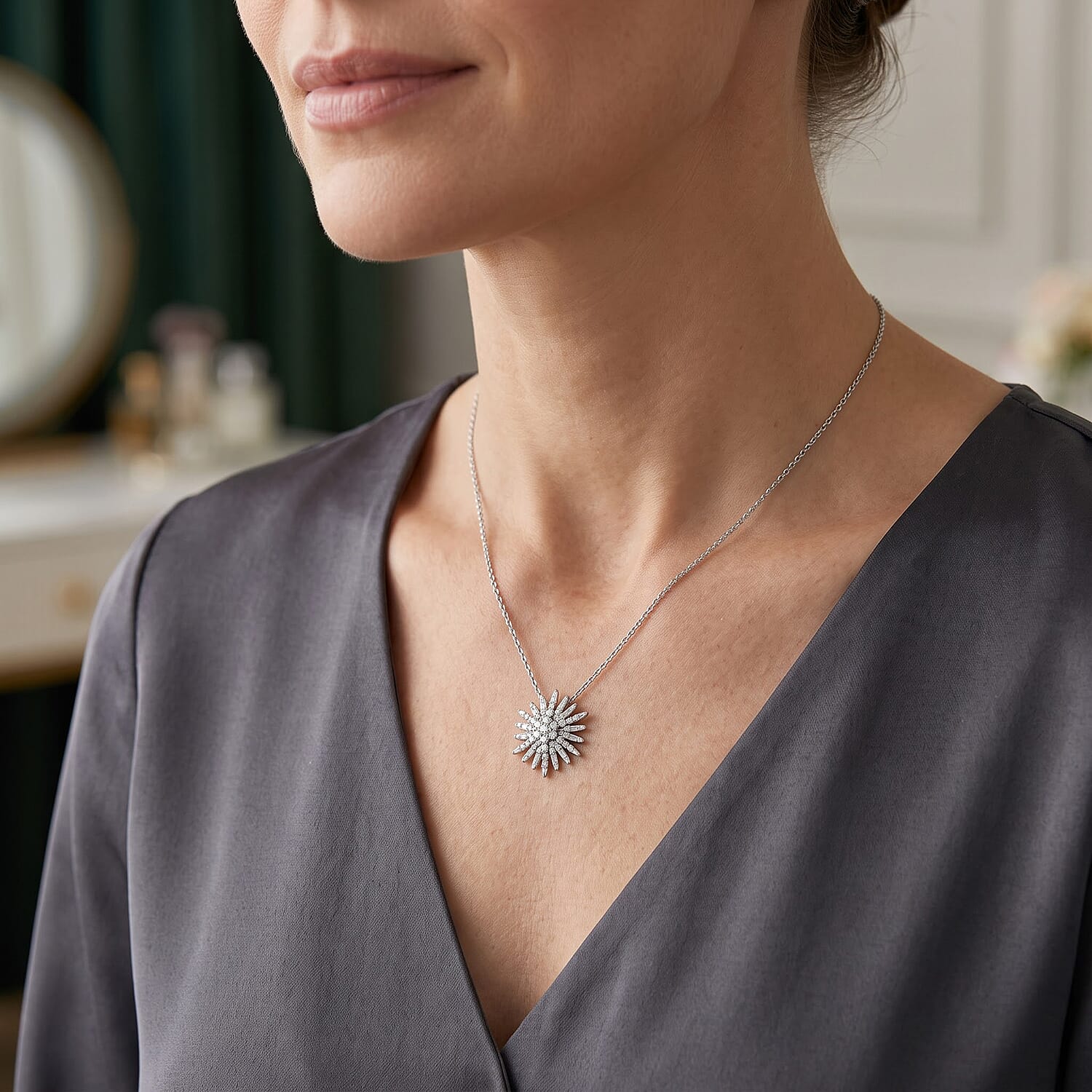 D'Joy Moissanite 2.40 ctw Pendant Necklace in Rhodium Over Sterling Silver 20 Inches