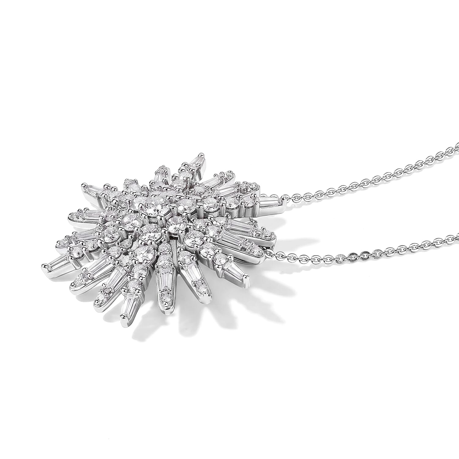 D'Joy Moissanite 2.40 ctw Pendant Necklace in Rhodium Over Sterling Silver 20 Inches