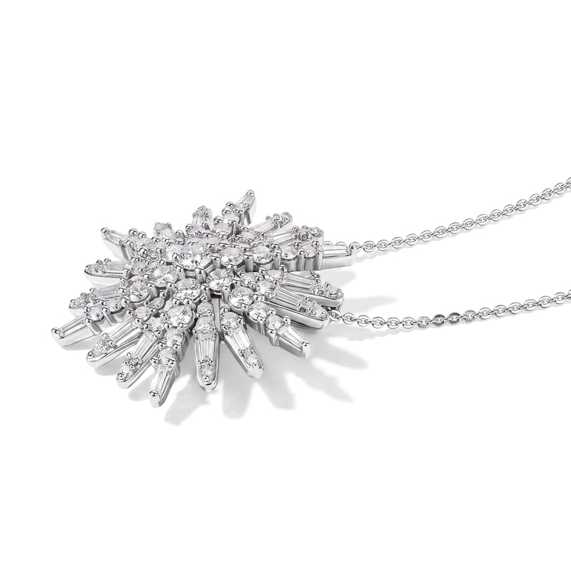 D'Joy Moissanite 2.40 ctw Pendant Necklace in Rhodium Over Sterling Silver 20 Inches