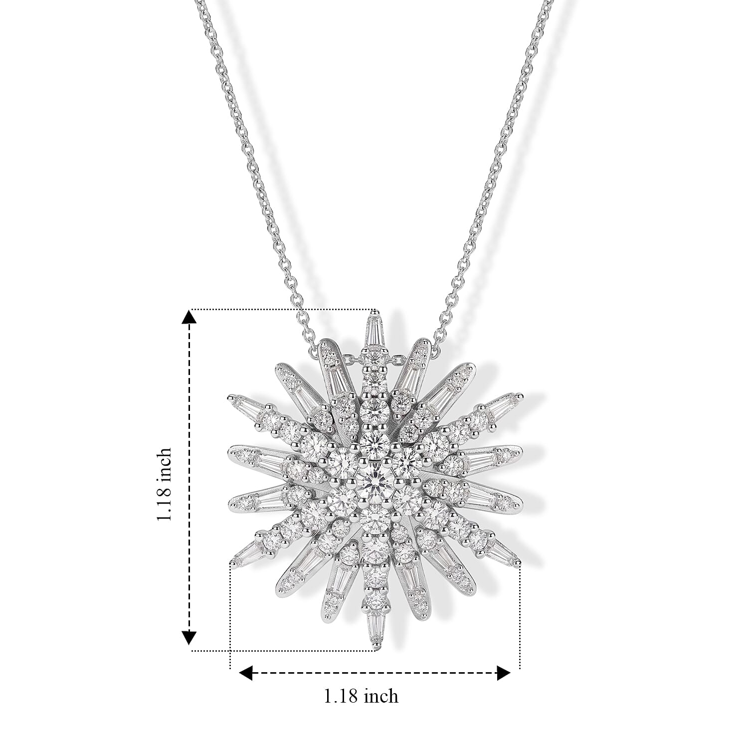 D'Joy Moissanite 2.40 ctw Pendant Necklace in Rhodium Over Sterling Silver 20 Inches