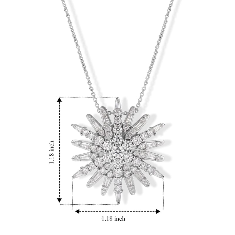 D'Joy Moissanite 2.40 ctw Pendant Necklace in Rhodium Over Sterling Silver 20 Inches