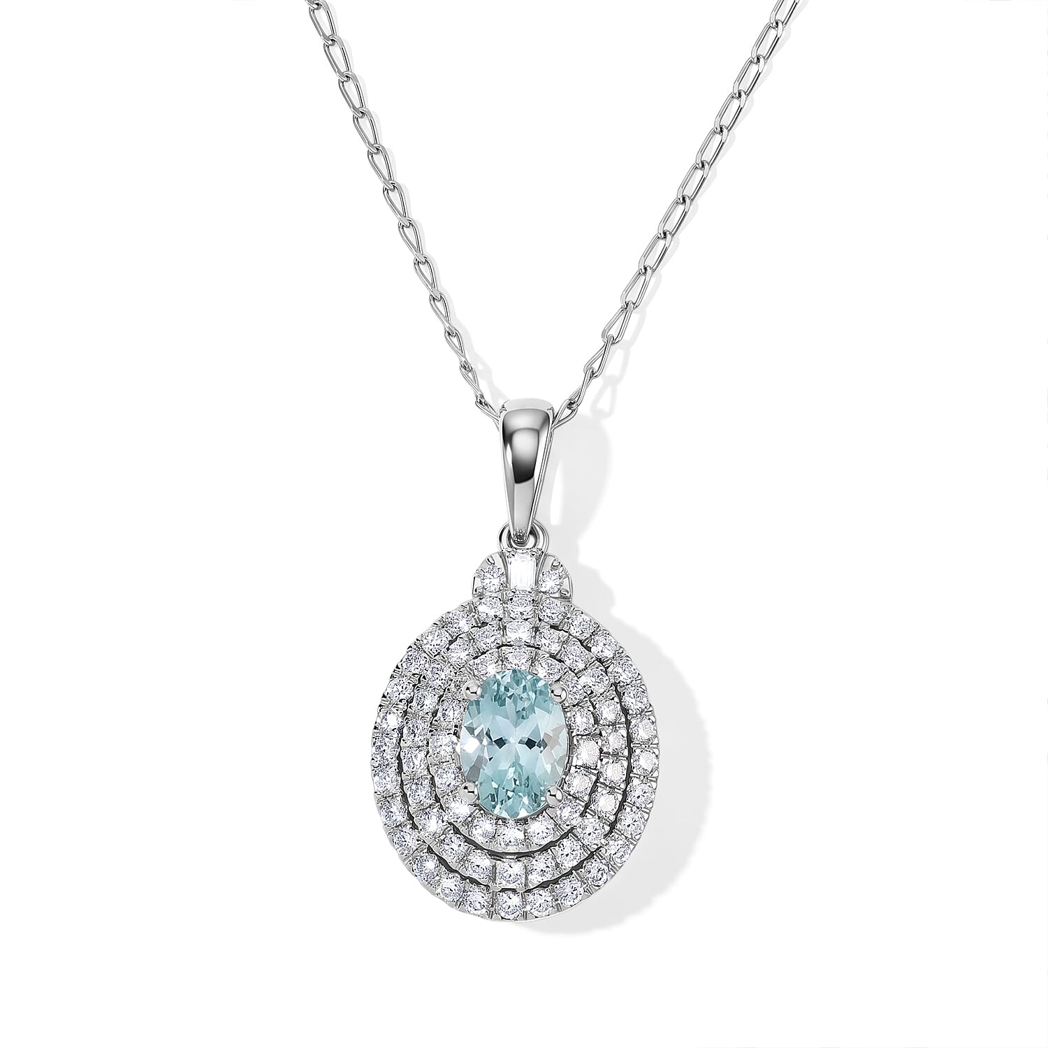 Certified and Appraised Rhapsody AAAA Paraiba Tourmaline and Diamond E-F VS 1.41 ctw Pendant Necklace in 950 Platinum (20 Inches) 4 Grams
