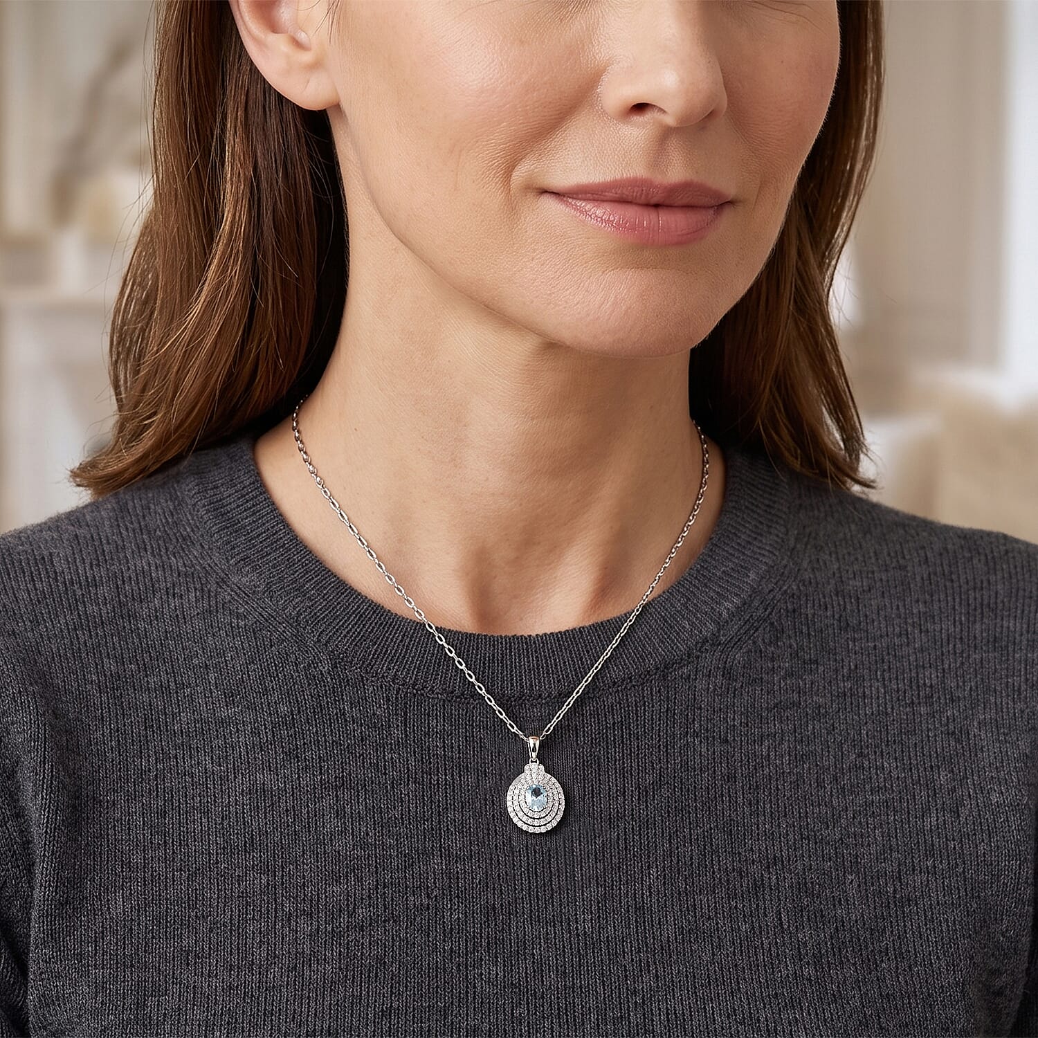 Certified and Appraised Rhapsody AAAA Paraiba Tourmaline and Diamond E-F VS 1.41 ctw Pendant Necklace in 950 Platinum (20 Inches) 4 Grams