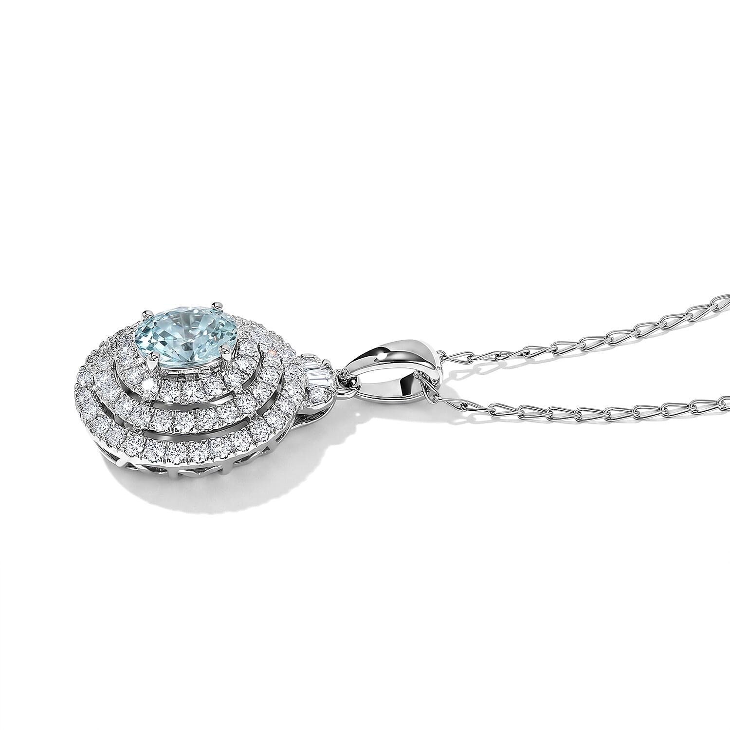 Certified and Appraised Rhapsody AAAA Paraiba Tourmaline and Diamond E-F VS 1.41 ctw Pendant Necklace in 950 Platinum (20 Inches) 4 Grams