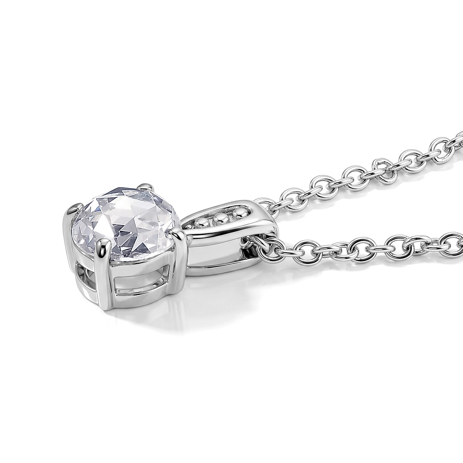 EverTrue Simulated Diamond Pendant Necklace in Stainless Steel 20 Inches