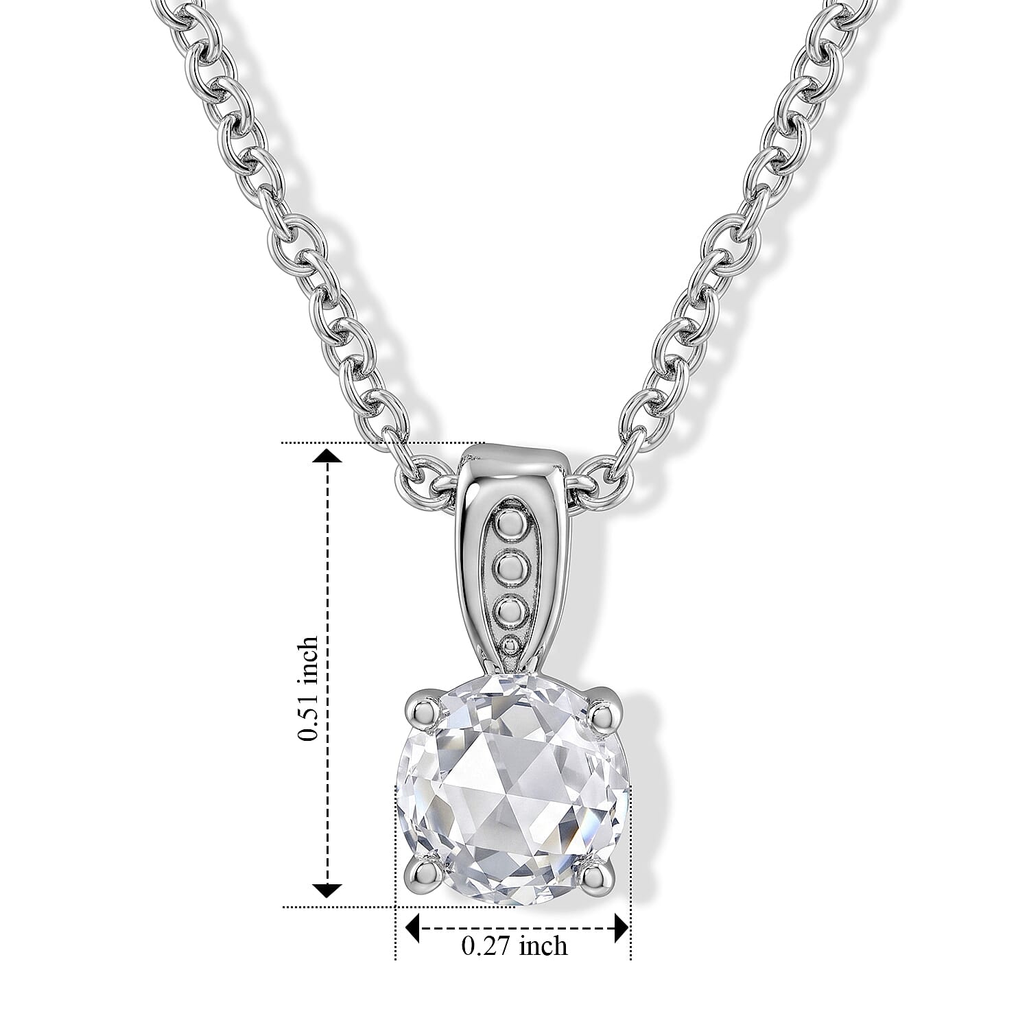 EverTrue Simulated Diamond Pendant Necklace in Stainless Steel 20 Inches