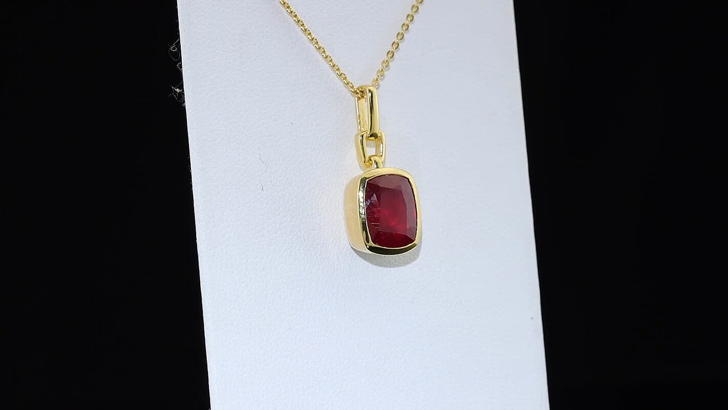 Rachel Roy Niassa Ruby (FF) 4.70 ctw Pendant Necklace in 18K Vermeil Yellow Gold Over Sterling Silver 16 Inches
