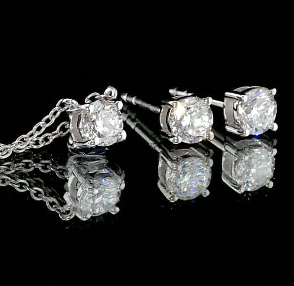 Lab Grown Diamond 1.00 ctw Earrings and Necklace (16-18 Inches) in Sterling Silver