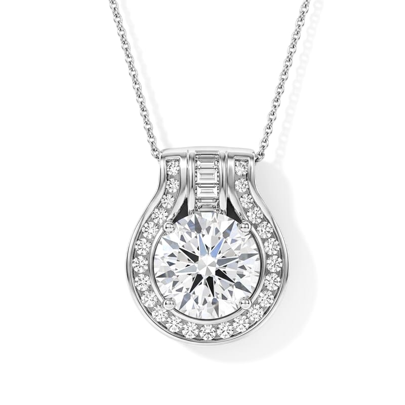 D'Joy Moissanite 5.30 ctw Pendant Necklace in Rhodium Over Sterling Silver 20 Inches