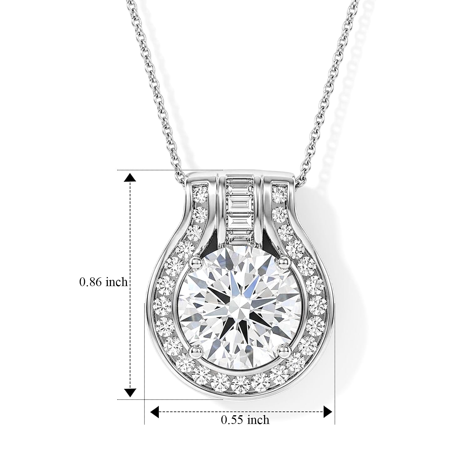 D'Joy Moissanite 5.30 ctw Pendant Necklace in Rhodium Over Sterling Silver 20 Inches
