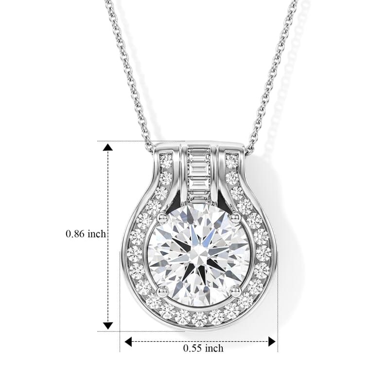 D'Joy Moissanite 5.30 ctw Pendant Necklace in Rhodium Over Sterling Silver 20 Inches