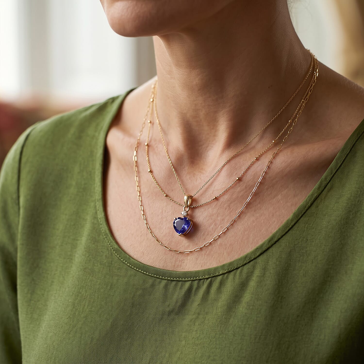 Premium Tanzanite and Diamond (I2) 2.60 ctw Heart Pendant Necklace in 10K Yellow Gold (20 Inches)