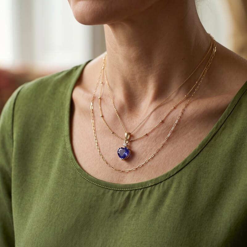 Premium Tanzanite and Diamond (I2) 2.60 ctw Heart Pendant Necklace in 10K Yellow Gold (20 Inches)
