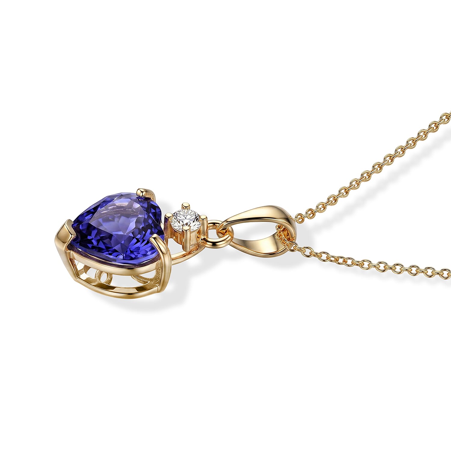 Premium Tanzanite and Diamond (I2) 2.60 ctw Heart Pendant Necklace in 10K Yellow Gold (20 Inches)