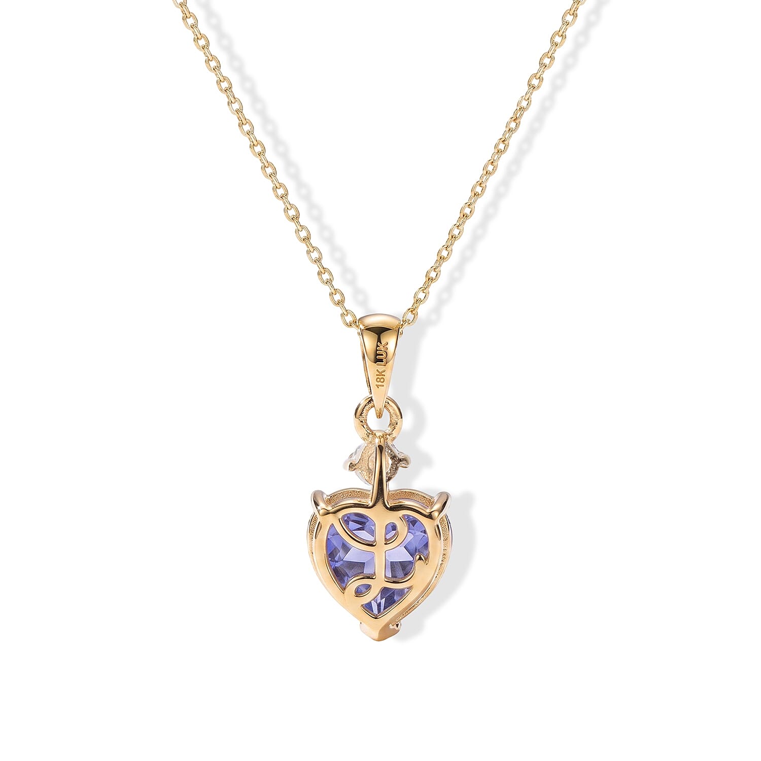 Premium Tanzanite and Diamond (I2) 2.60 ctw Heart Pendant Necklace in 10K Yellow Gold (20 Inches)