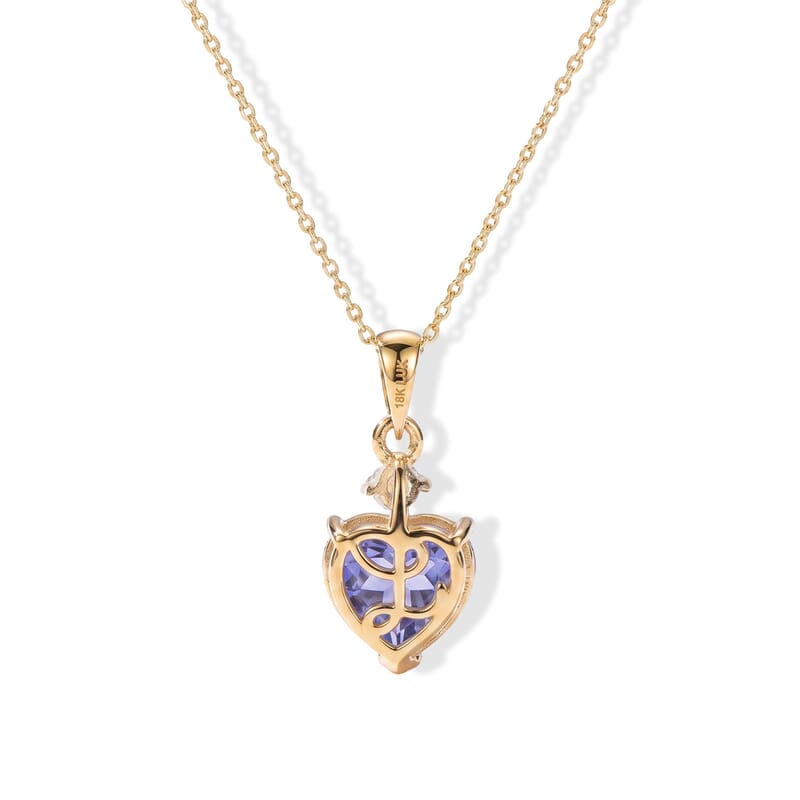 Premium Tanzanite and Diamond (I2) 2.60 ctw Heart Pendant Necklace in 10K Yellow Gold (20 Inches)