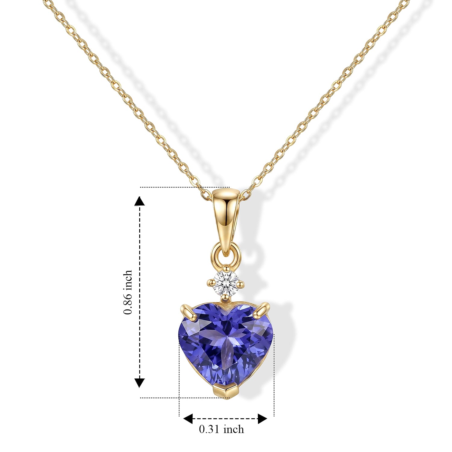 Premium Tanzanite and Diamond (I2) 2.60 ctw Heart Pendant Necklace in 10K Yellow Gold (20 Inches)