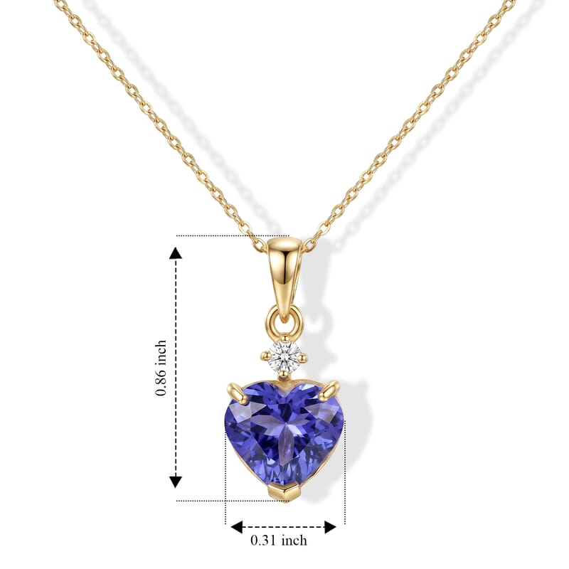 Premium Tanzanite and Diamond (I2) 2.60 ctw Heart Pendant Necklace in 10K Yellow Gold (20 Inches)