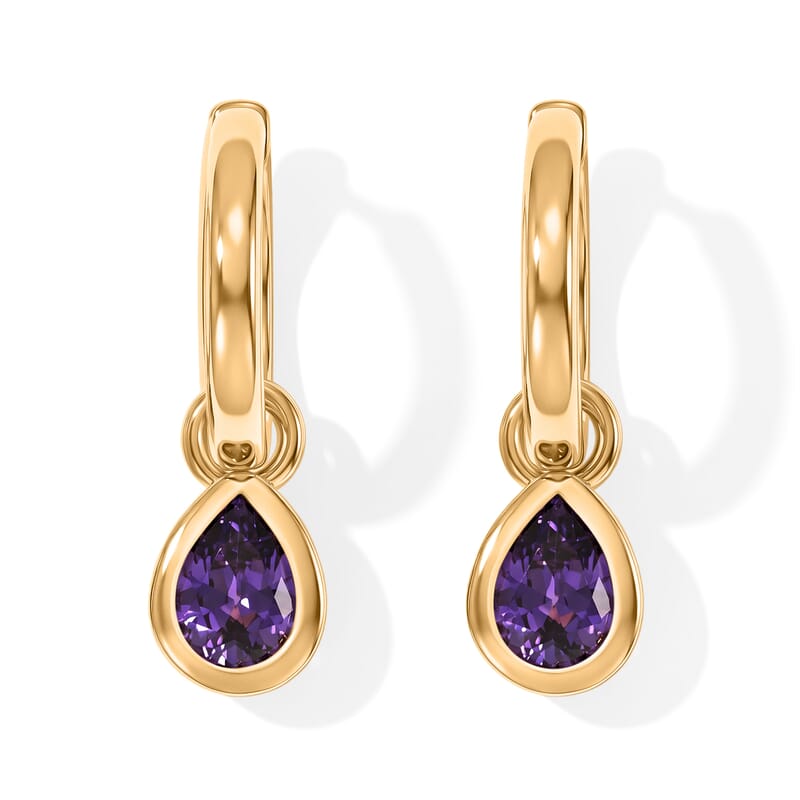 EverTrue Simulated Multi Diamond Set of 3 Teardrop Cascade Hoop Earrings in 18K YG Plated
