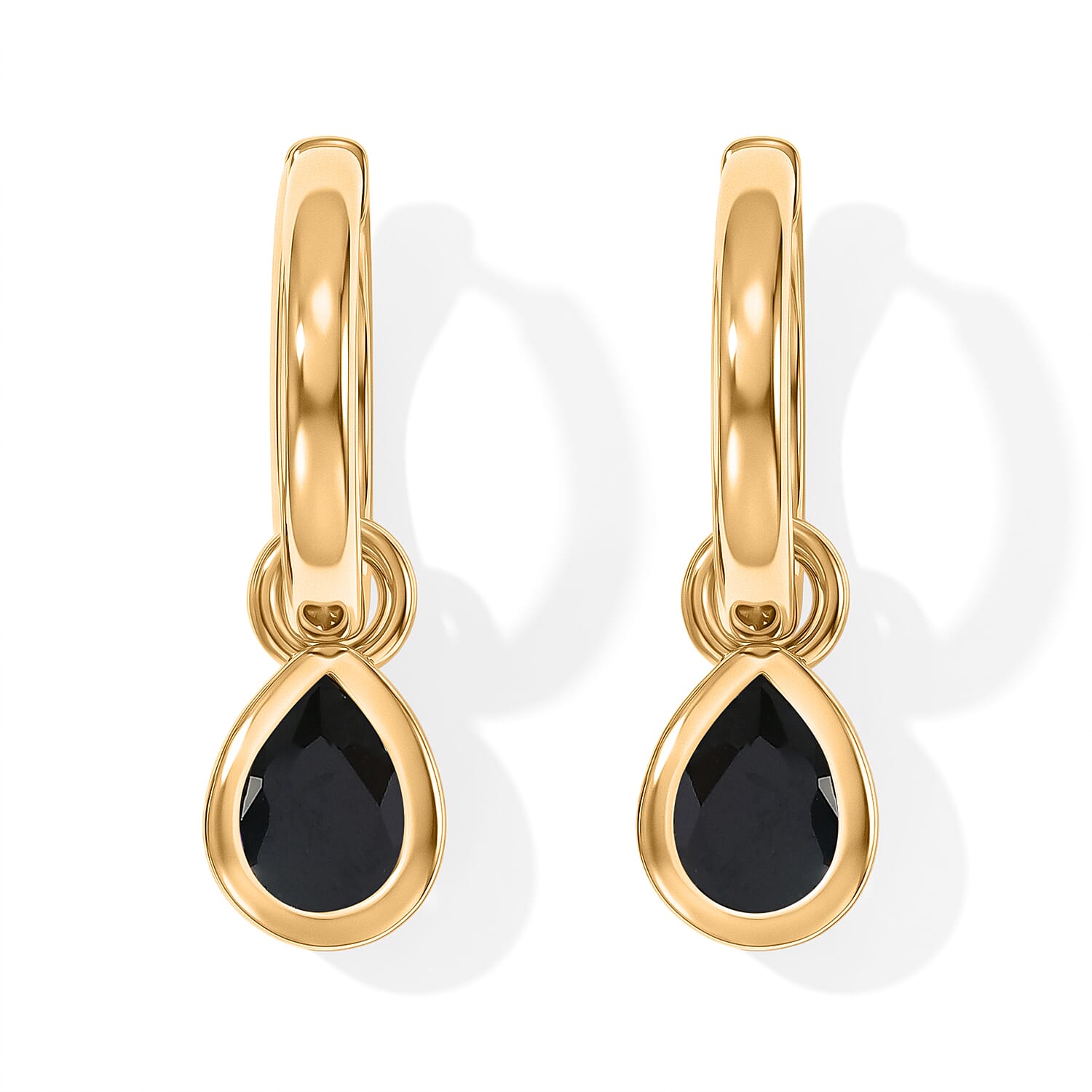 EverTrue Simulated Multi Diamond Set of 3 Teardrop Cascade Hoop Earrings in 18K YG Plated