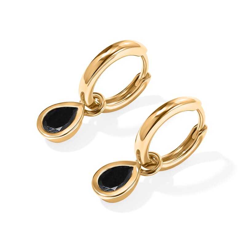 EverTrue Simulated Multi Diamond Set of 3 Teardrop Cascade Hoop Earrings in 18K YG Plated