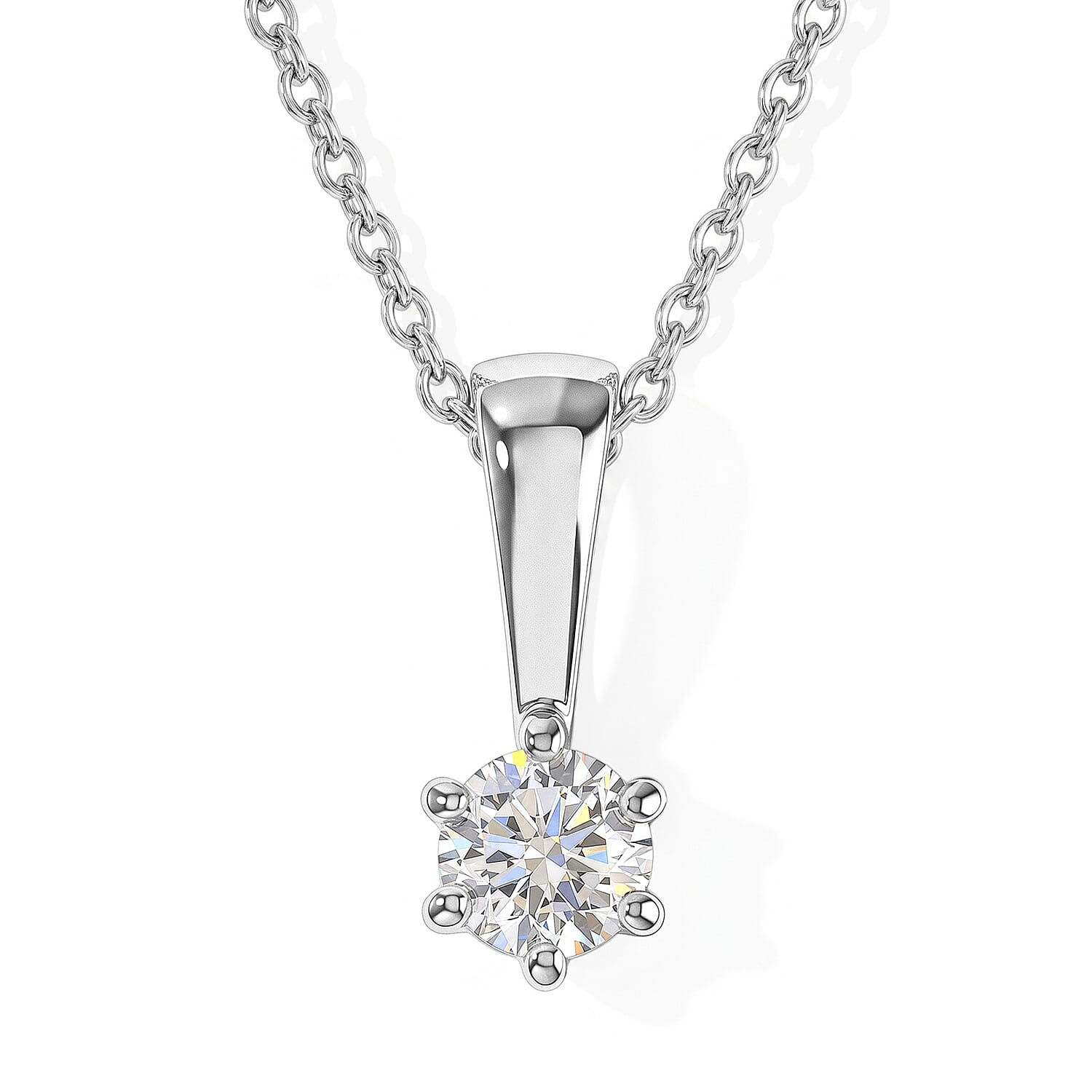 Luxuriant Lab Grown Diamond E-F VS 0.25 ctw Pendant Necklace in Rhodium Over Sterling Silver 20 Inches
