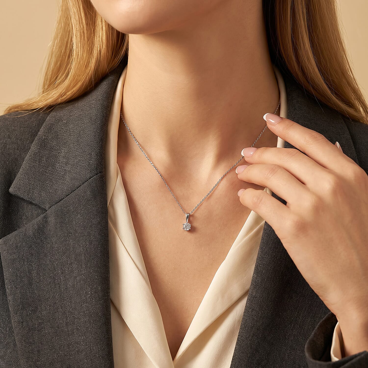Luxuriant Lab Grown Diamond E-F VS 0.25 ctw Pendant Necklace in Rhodium Over Sterling Silver 20 Inches