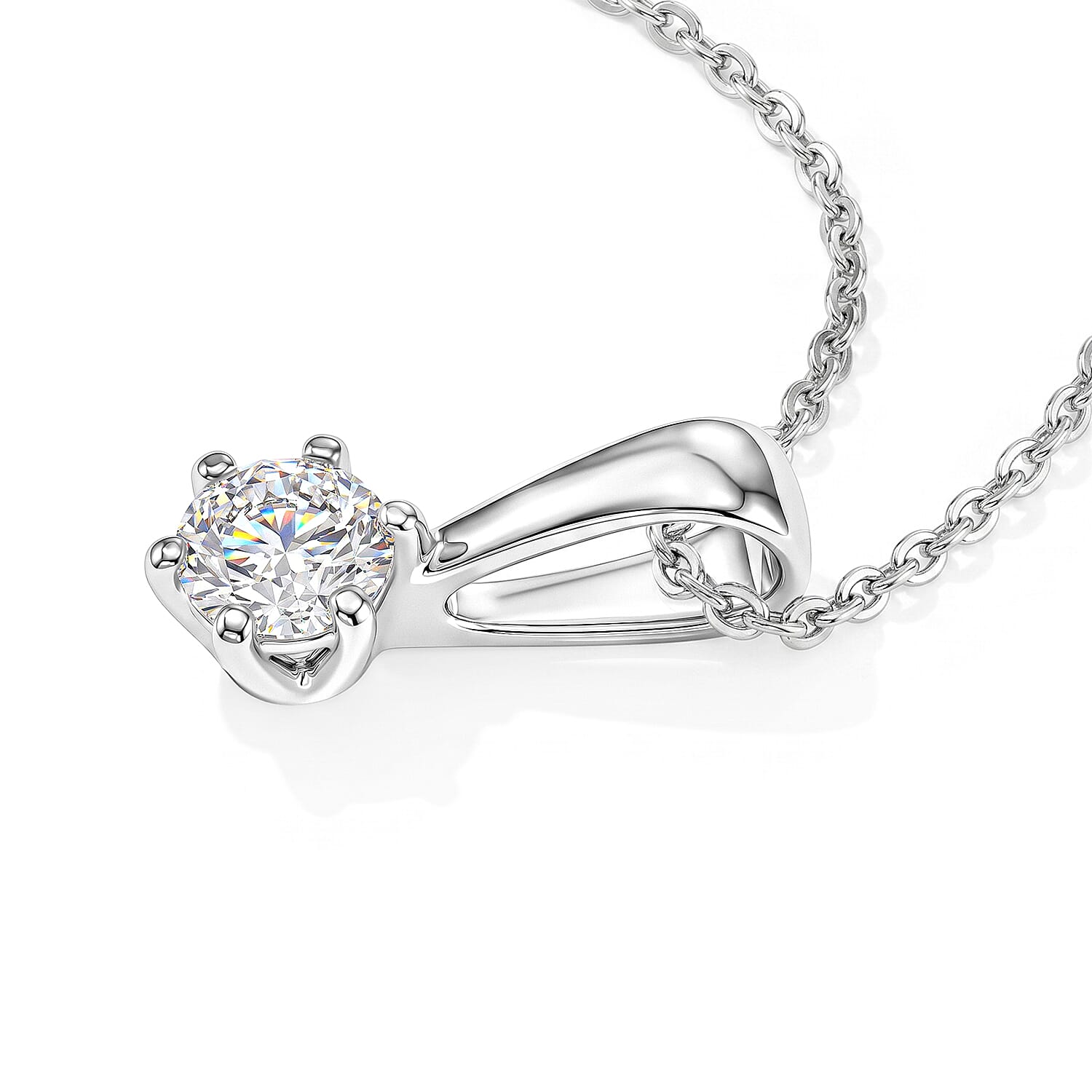 Luxuriant Lab Grown Diamond E-F VS 0.25 ctw Pendant Necklace in Rhodium Over Sterling Silver 20 Inches