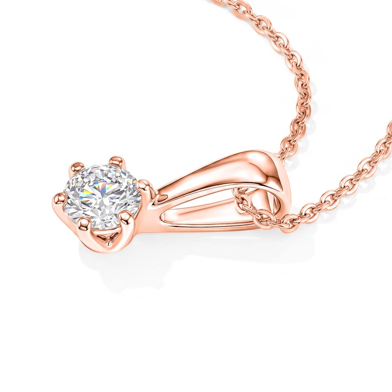 Luxuriant Lab Grown Diamond E-F VS 0.25 ctw Pendant Necklace in 18K Vermeil Rose Gold Over Sterling Silver 20 Inches
