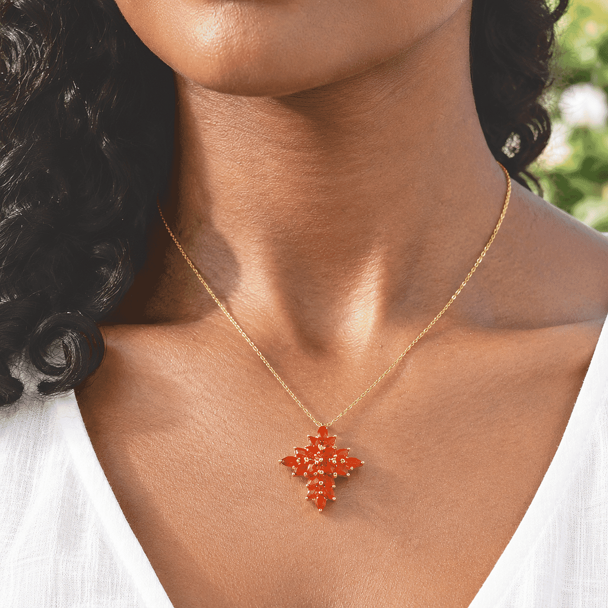 D'Joy AAA Crimson Fire Opal 0.75 ctw Sparkling Pendant Necklace in 18K Vermeil Yellow Gold Over Sterling Silver 20 Inches