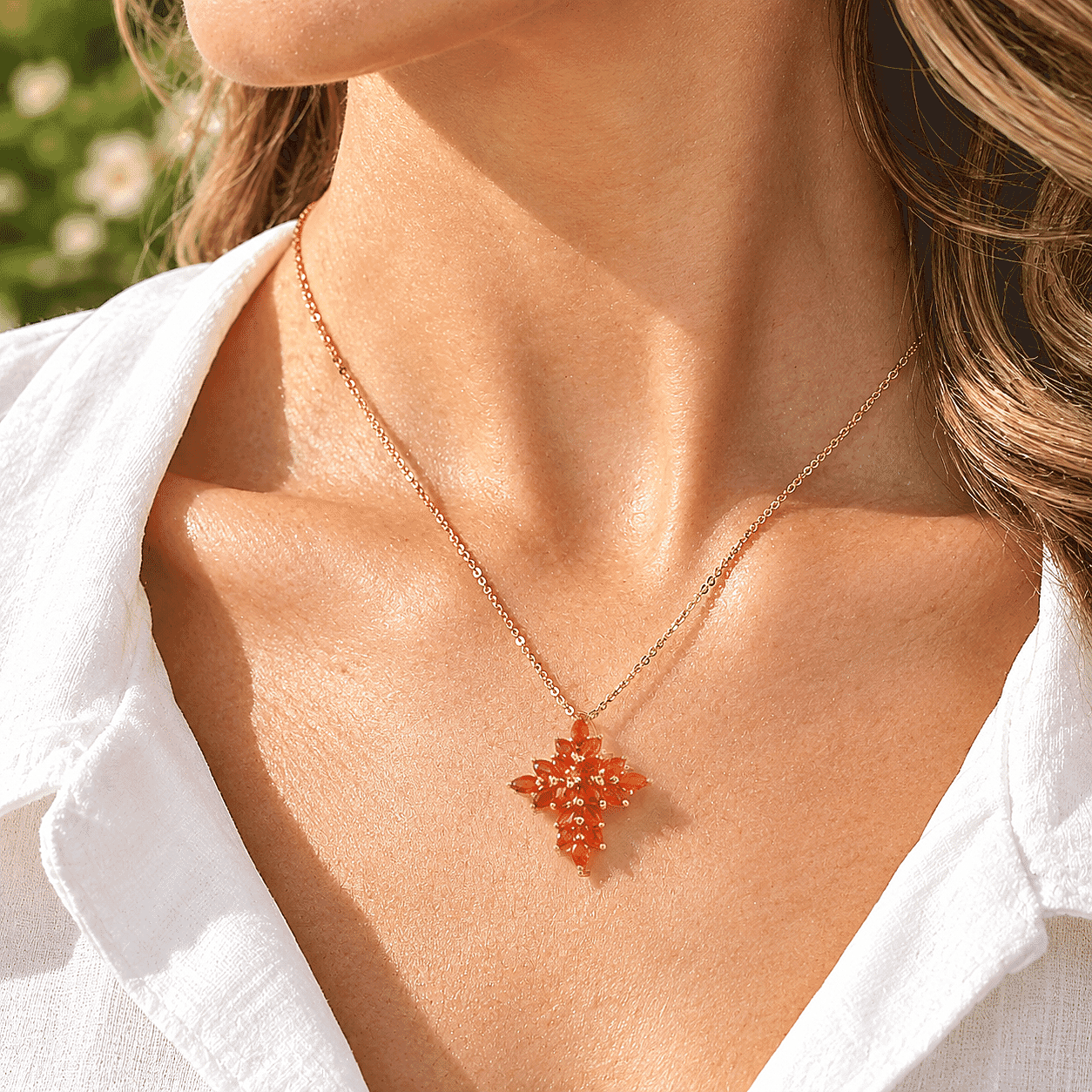 D'Joy AAA Crimson Fire Opal 0.75 ctw Sparkling Pendant Necklace in 18K Vermeil Yellow Gold Over Sterling Silver 20 Inches