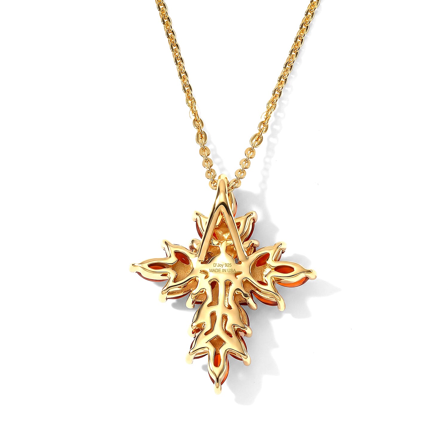 D'Joy AAA Crimson Fire Opal 0.75 ctw Sparkling Pendant Necklace in 18K Vermeil Yellow Gold Over Sterling Silver 20 Inches