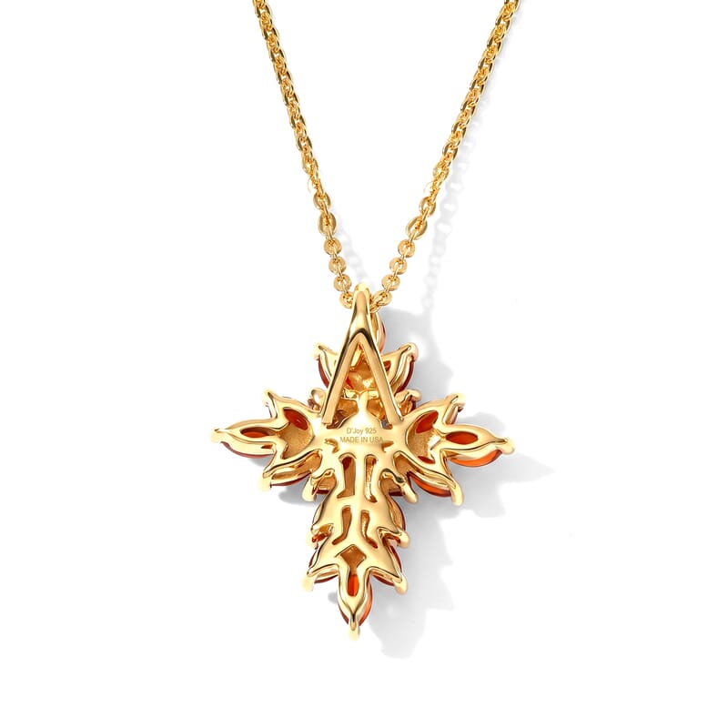 D'Joy AAA Crimson Fire Opal 0.75 ctw Sparkling Pendant Necklace in 18K Vermeil Yellow Gold Over Sterling Silver 20 Inches