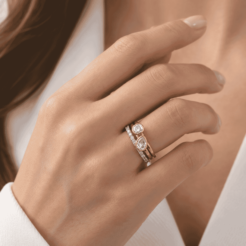 D'Joy Moissanite 1.65 ctw Set of 3 Stackable Ring in 18K Vermeil Yellow Gold Over Sterling Silver (Size 6.00)